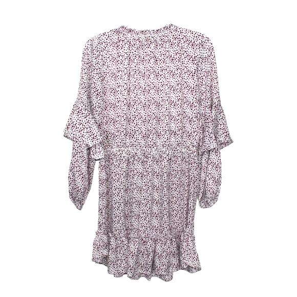 Misa Los Angeles Nehda Ruffle Mini Dress White Purple Dot Print Tie Waist Medium - Picture 3 of 11